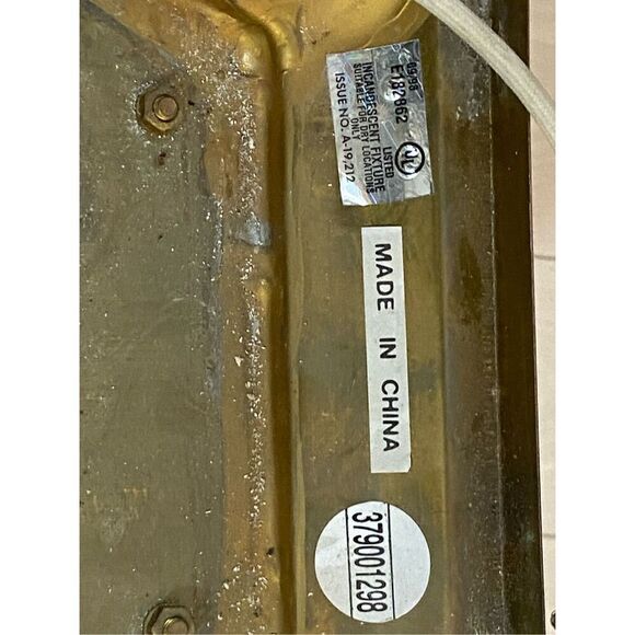 Vintage 3 Light Solid Brass with Clear Beveled Cross-Hatch Glass  Flush Mount Ce - Picture 6 of 7